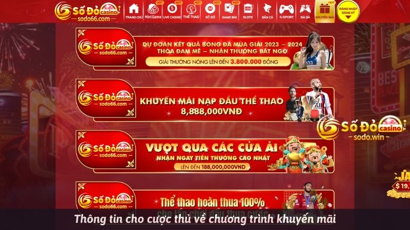 Thông tin cho cược thủ về chương trình khuyến mãi