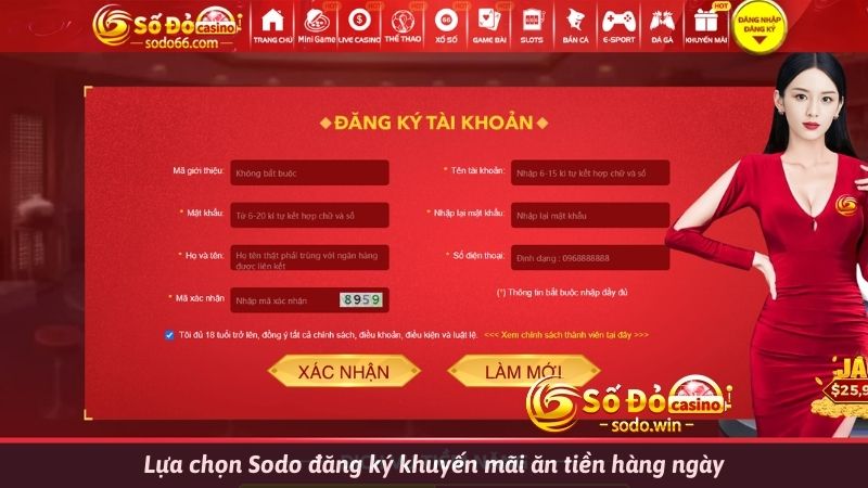 Lựa chọn Sodo đăng ký khuyến mãi ăn tiền hàng ngày