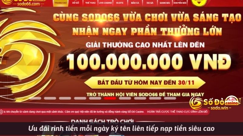 Ưu đãi rinh tiền mỗi  ngày ký tên liên tiếp nạp tiền siêu cao